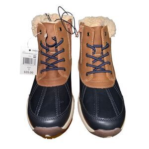 FALLS CREEK JACKSON BROWN/NAVY BOOTS BOYS SIZE 4 NWB